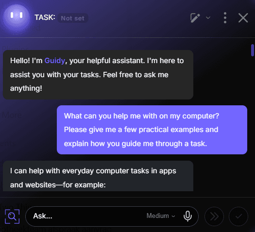 Guidy AI Desktop Assistant: We Tested It 3 Guidy AI desktop assistant showing on-screen task guidance